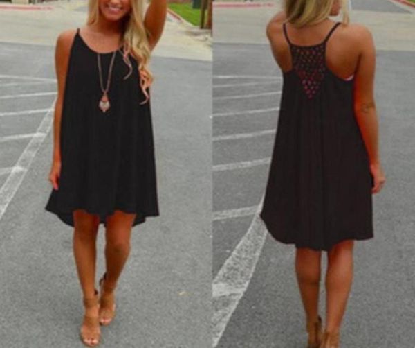 

2019 fashion casual drs women summer sleeveless evening party beach dress short chiffon mini dress boho womens clothing a96967237571657, Black;gray