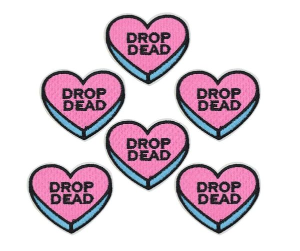 

10 pcs funny heart patches badge for clothing iron embroidered patch applique iron on patches sewing accessories for diy clothes2371240, Black