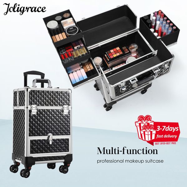 

cosmetic bags cases professional makeup suitcase with wheels large storage trolley slide drawer lock rolling case nail tech 230821