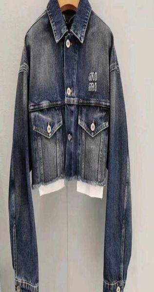 

high version womens denim jacket miu designer jackets letter embroidery short denim coat women fashion cardigan 558449, Black;brown