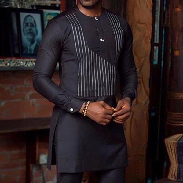 

men039s casual shirts longsleeve shirt printed stripes african traditional dashiki fashion men muslim clothes 2022 plus s7838395, White;black