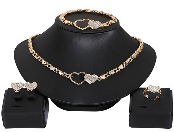 

african jewelry set for women heart necklace wedding s earrings xoxo bracelets gifts 2110151933272, Black