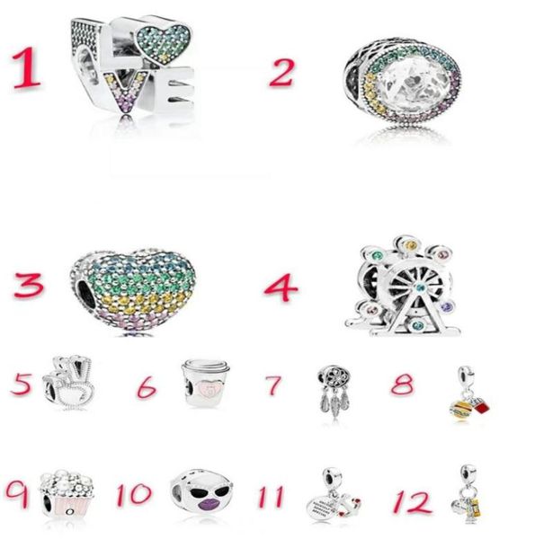 

20pcs anchor statue of liberty ferris wheel love cup charm silver european charms bead fit bracelets diy wedding jewelry accessori7537634, Black