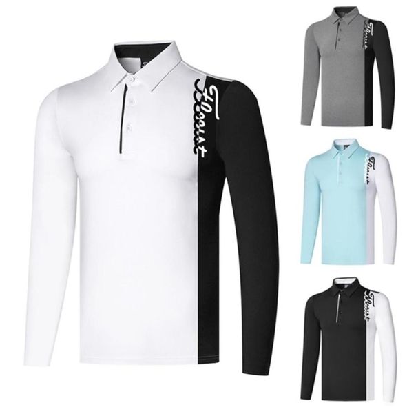 

golf clothing long sleeve tshirt men039s outdoor sports ventilation dry and sweat wicking moisture absorption golf wear 2207072612558, Black;blue