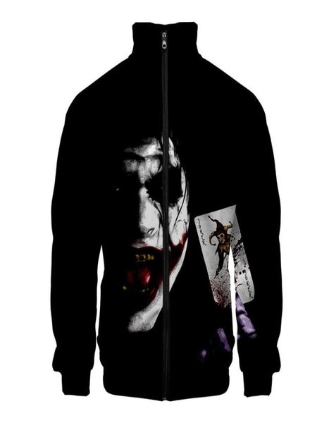 

joker joaquin phoenix 3d print stand collar zipper jacket womenmen streetwear hip hop baseball jacket halloween cosplay costume4457571, Black;brown