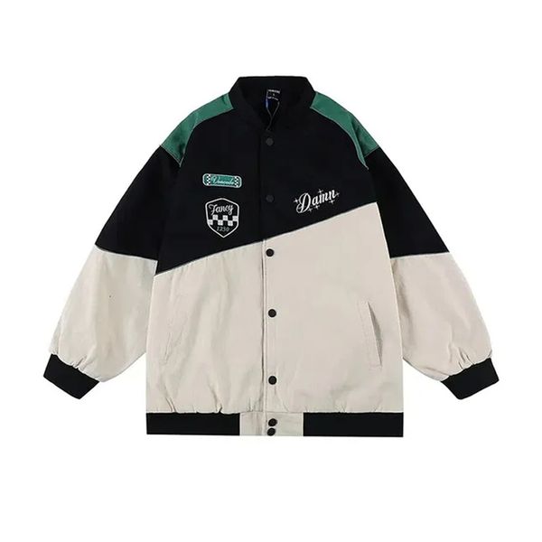 

men s jackets american hip hop mens locomotive jacket loose broderie vintage baseball costume printemps automne couple manteau neutre 230821, Black;brown