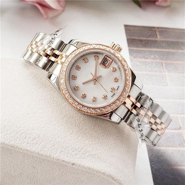 

rose gold white dial stainless steel watch women automatic mechanical new bussiness diamond mens watches 26 5mm 36mm 41mm251q, Slivery;brown