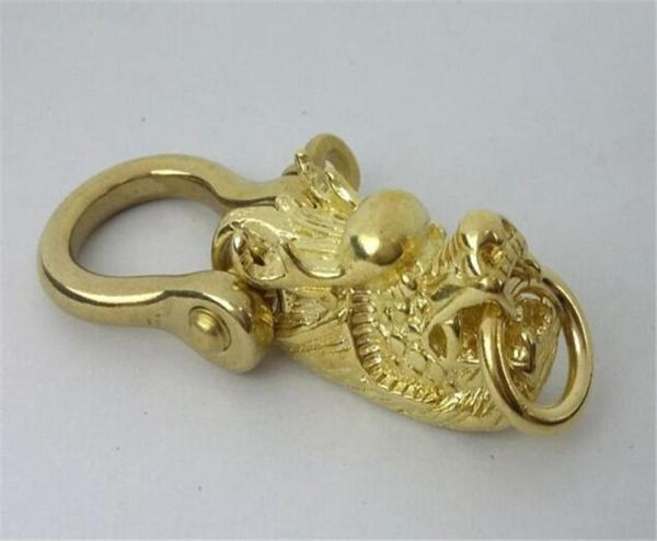 

edition dragon head fob solid brass key chain ring hook wallet clip copper gift halloween cosplay key ring car keychain pendant4357663484, Slivery;golden
