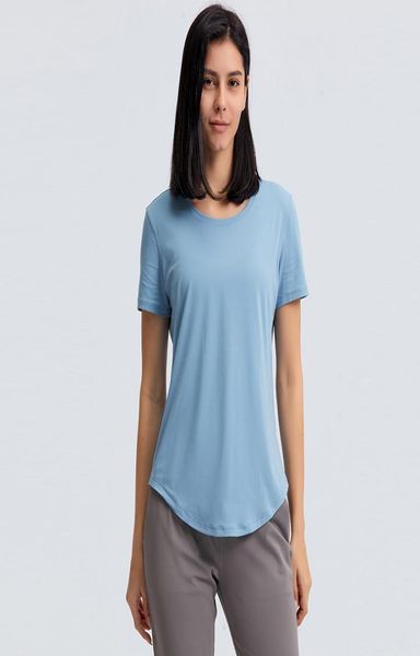 

l075 yoga fitness wear women sports simple and loose sanding running t shortssleeved lightweight breathable gym clothing1127875, White;black