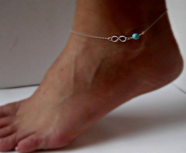 

europe and the united states foreign trade simple jewelry summer wild good luck 8 word turquoise beaded anklet7062349, Red;blue