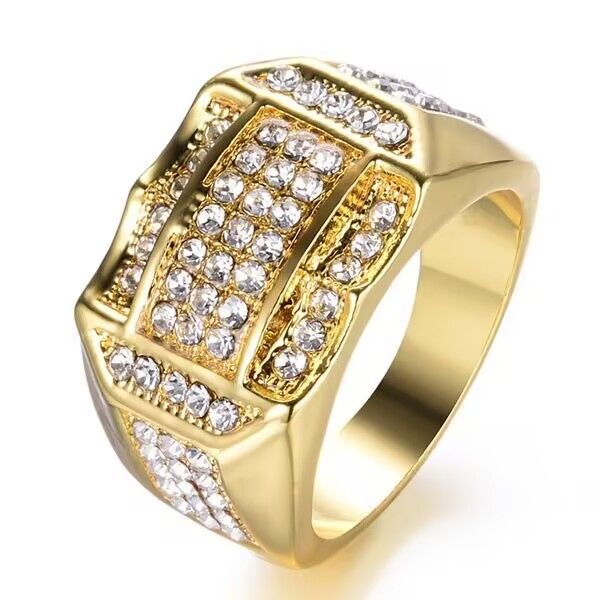 

classic fashion mens ring stones five-pointed star hip hop silver rings jewelry
