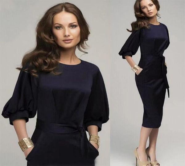 

ladies dress 2021 summer round neck fashion casual lantern sleeve slim hip dresses6873516, Black;gray
