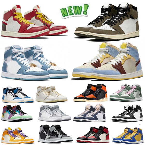 

2023 new jumpman 1 basketball shoes 1s university blue hyper royal patent bred dark mocha smoke grey chicago unc men women sneakers sports o