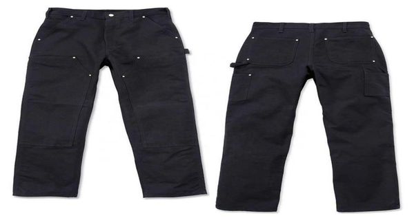 

men039s black double knee carpenter pants work jeans denim painter custom regular cargo pants for men8636274, Blue