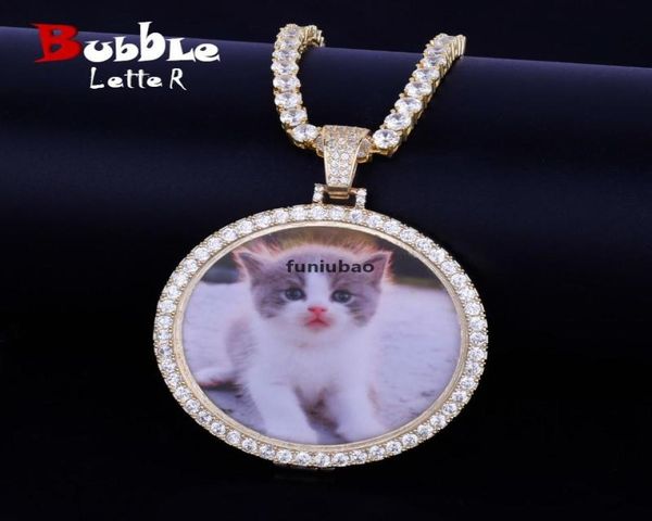 

custom made po medallions necklace pendant with 4mm tennis chain gold silver color cubic zircon men 039s hip hop jewelry cj1180929