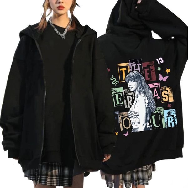 

men's hoodies sweatshirts taylor the eras world tour concert zipper hoodie men women vintage zip up sweatshirt fashion oversized hoodie, Black