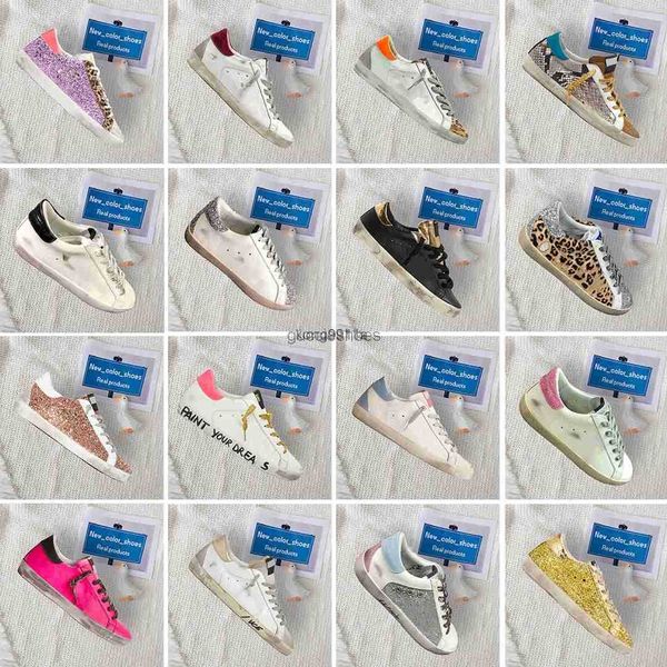 

quality designer italy brand goldens shoes women casual shoes golden superstar sneakers sequin classic white do-old dirty super star man 202, Black