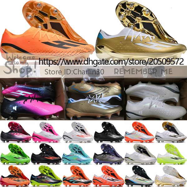

send with bag quality football boots x speedportal.1 sg movable metal spikes soccer cleats mens training soft leather comfortable messis foo, Black