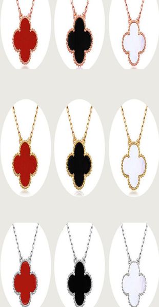 

whole s925 sterling silver female necklace pendant 2019 clover necklace female red black agate simple clover clavicle chain9162051