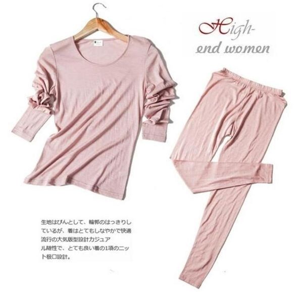 

70 wool 30 silk women039s base layer warm thermal underwear long johns set sg386 2011138570402, Black;pink
