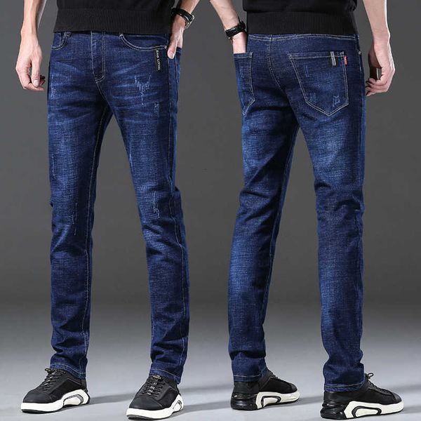 

men's jeans 2023 spring and autumn korean fashion brand straight fit jeans loose and versatile long pants, Blue