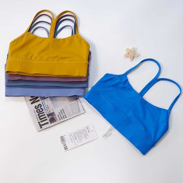 

ll yoga sports solid colour yoga sling bra y word beautiful back running sports underwear women shockproof gathering tight with bra pads