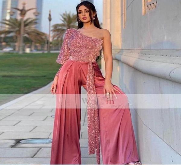 

2023 arabic dubai vestido de novia one long sleeve jumpsuit prom dresses sequins outfit special occasion gowns bc15166 gw02102392498, Black