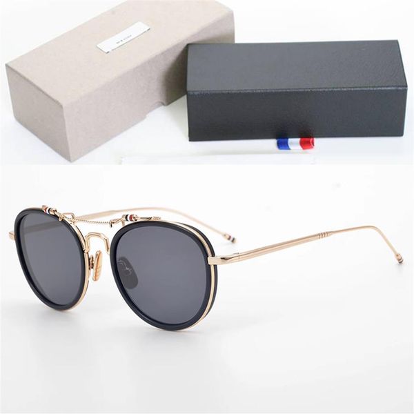 

2021 thom brand design classic pilot polarized sunglasses men women retro double beam sunglas uv400 protective sun glasses271p, White;black