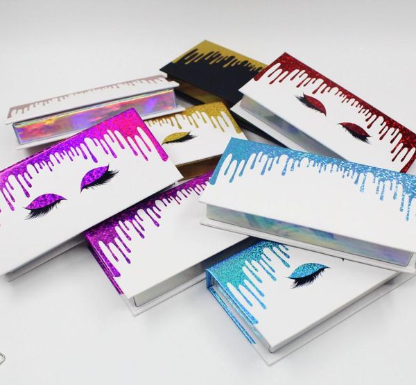 

pink holographic lash packaging eyelashes box halloween 25mm 3d mink eyelashes with customize box rectangle eyelash box6944164