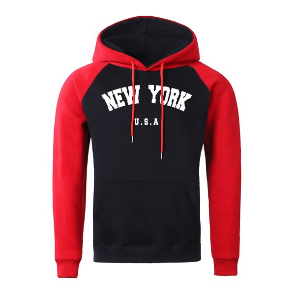 

men's hoodies sweatshirts york usa vintage printing hoodie men autumn loose o-neck hoody raglan sweatshirt soft pullover pocket vintage, Black