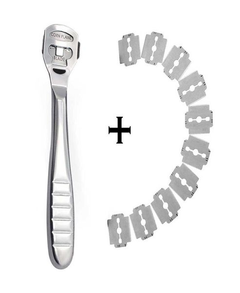 

foot callus shaver heel hard skin remover hand feet pedicure razor tool shavers stainless steel handle 10 blades foot care tool2662542
