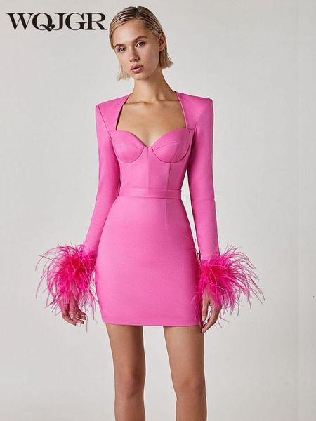 

urban dresses wqjgr s party for female elastic casual long sleeved strapless pink ostrich hair evening women 230821, White;black