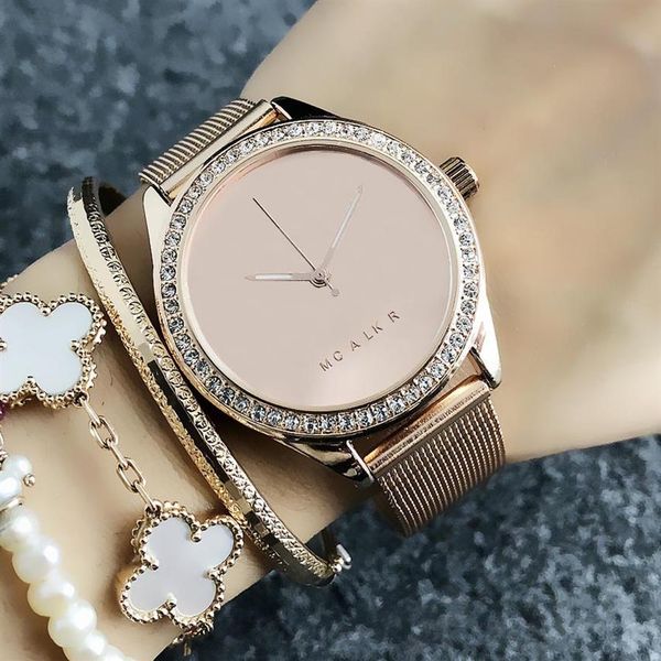 

fashion big letter m design brand women's girl style metal steel band quartz watch m63273l, Slivery;brown
