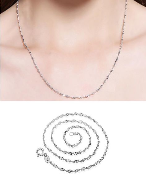 

925 sterling silver smooth water wave chains women luxury choker necklaces fashion jewelry in bulk size 16 18 20 inches4632815