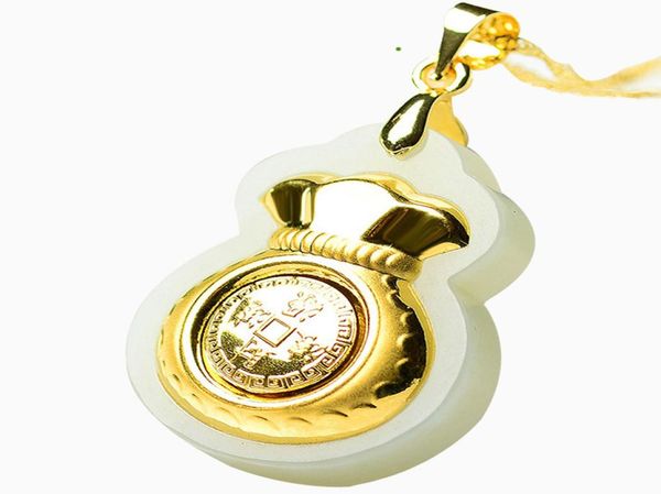 

money bag hetian jade pendant good luck and money come jade necklace lovers lucky amulet 24k gold jewelry chinese fine jewelry3527724, Silver