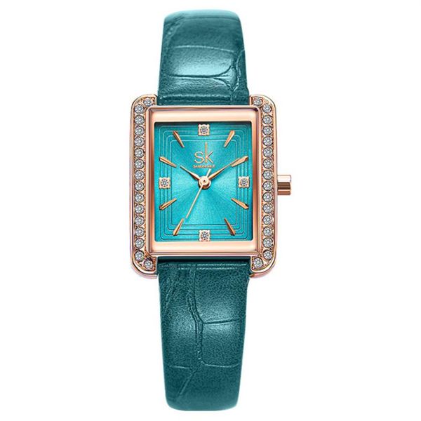 

sk brand quartz watch cwp modern temperament womens watches brilliant ladies watches 23 29mm small square dial diamond wristwaches2664, Slivery;brown