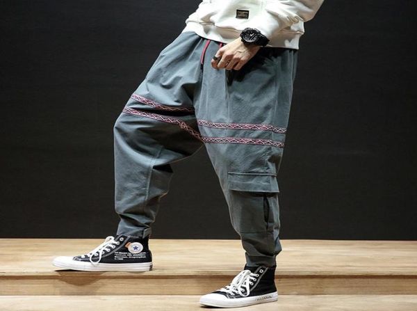 

mens japanese oversize 5xl hip hop clothing streetwear harem pants cross pants men baggy joggers male loose pants6536744, Black