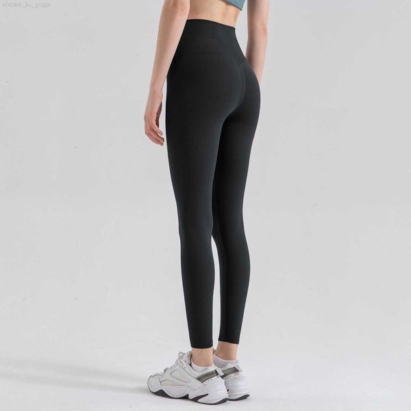 

ll yoga pants women's high-waisted buttocks fitness double-sided abrasion nine-point sports nude pants