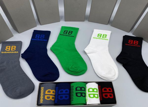 

2022 designer socks luxury mens womens cotton sock classic b letter comfortable fashion movement stocking with box1367765, Black