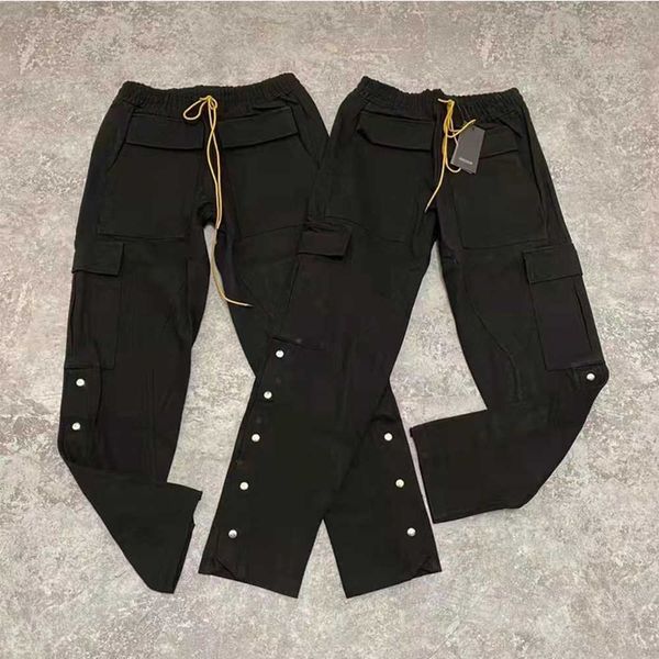 

mens cargo pants drawstring sports casual with breasted drawcordd5fb, Black