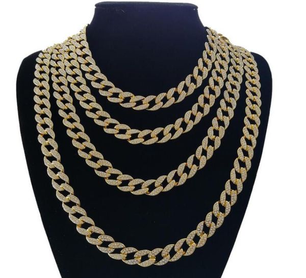 

jewelry iced out bling rhinestone crystal goldgen finish miami cuban link chain men039s hip hop necklace jewelry 18 20 24 303752785, Silver