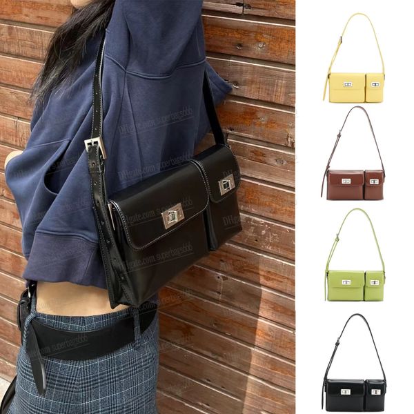 

byfar billy black semi patent leather women fashion bag shoulder by far handbags