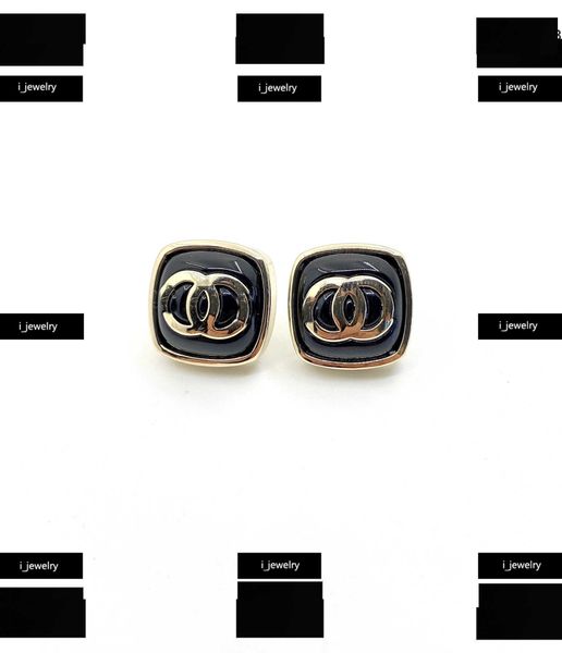 

earrings designer for women fashion black square design jewelry gold logo decoration stud #including brand box new arrival, Golden;silver