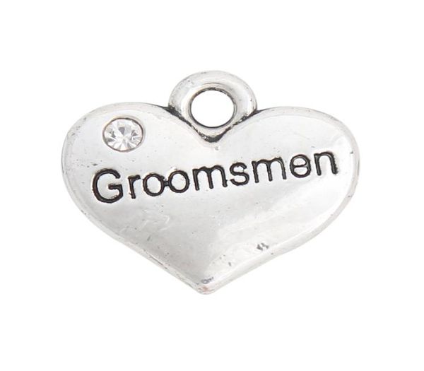 

whole fashion double side heart wedding charms vintage groomsmen message charms 1517mm 50pcs aac9945294279, Bronze;silver