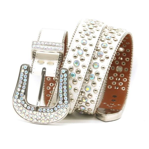 

rhinestone waistband with male and female rivet inlaid hip-hop punk style outdoor trend versatile pants belt, Black;brown