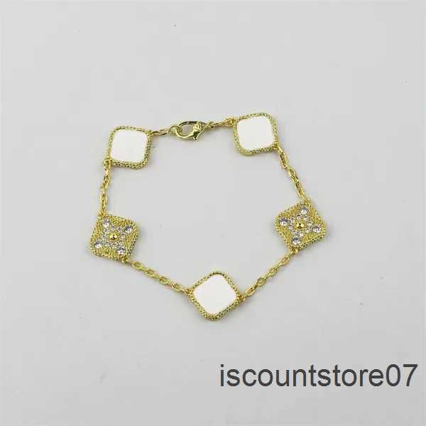 

fashion classic 4/four leaf clover bracelets bangle chain 18k gold agate shell mother-of-pearl for women girl wedding mother' day jewel, Golden;silver