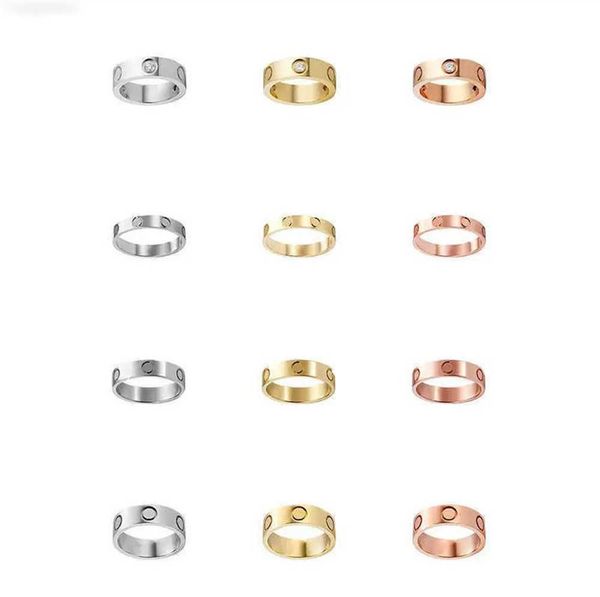

love rings womens designer couple jewelry band titanium steel with diamonds casual fashion street classic gold silver rose optional size 4 /