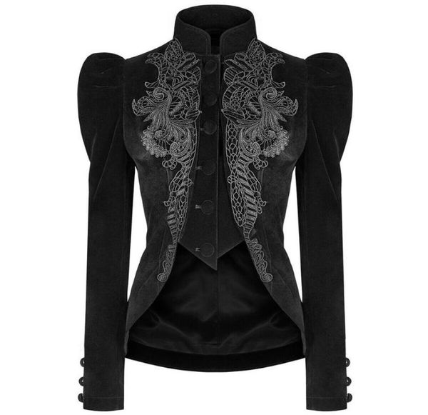 

women gothic medieval vintage overcoat black coat zipper outwear jacket plus sizes retro bandage lace up casaco feminino women033094106, Black;brown
