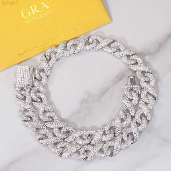 

fashion design infinity link 13mm width s925 silver gold plated moissanite cuban link chain hip hop infinity link