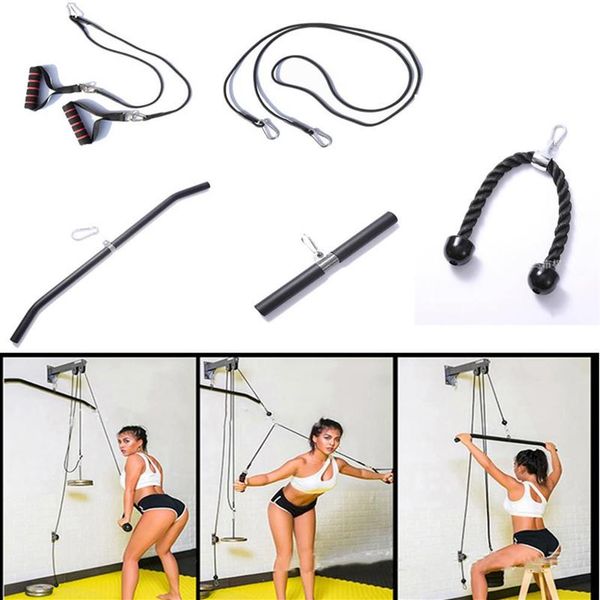 

gym fitness accessories cable lat pull down machine equipment arm biceps triceps blaster handle weight lifting workout bar rope230b